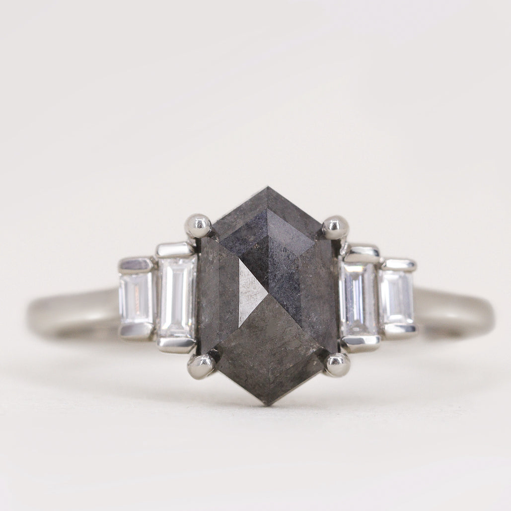 Erin - Salt & Pepper Diamond Art Deco Ring Engagement Rings - Price On Application