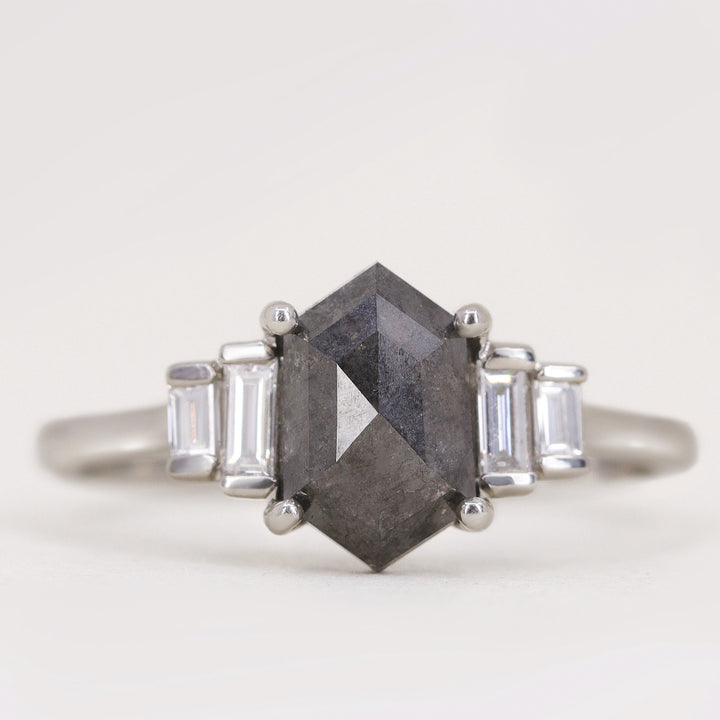 Erin - Salt & Pepper Diamond Art Deco Ring Engagement Rings - Price On Application