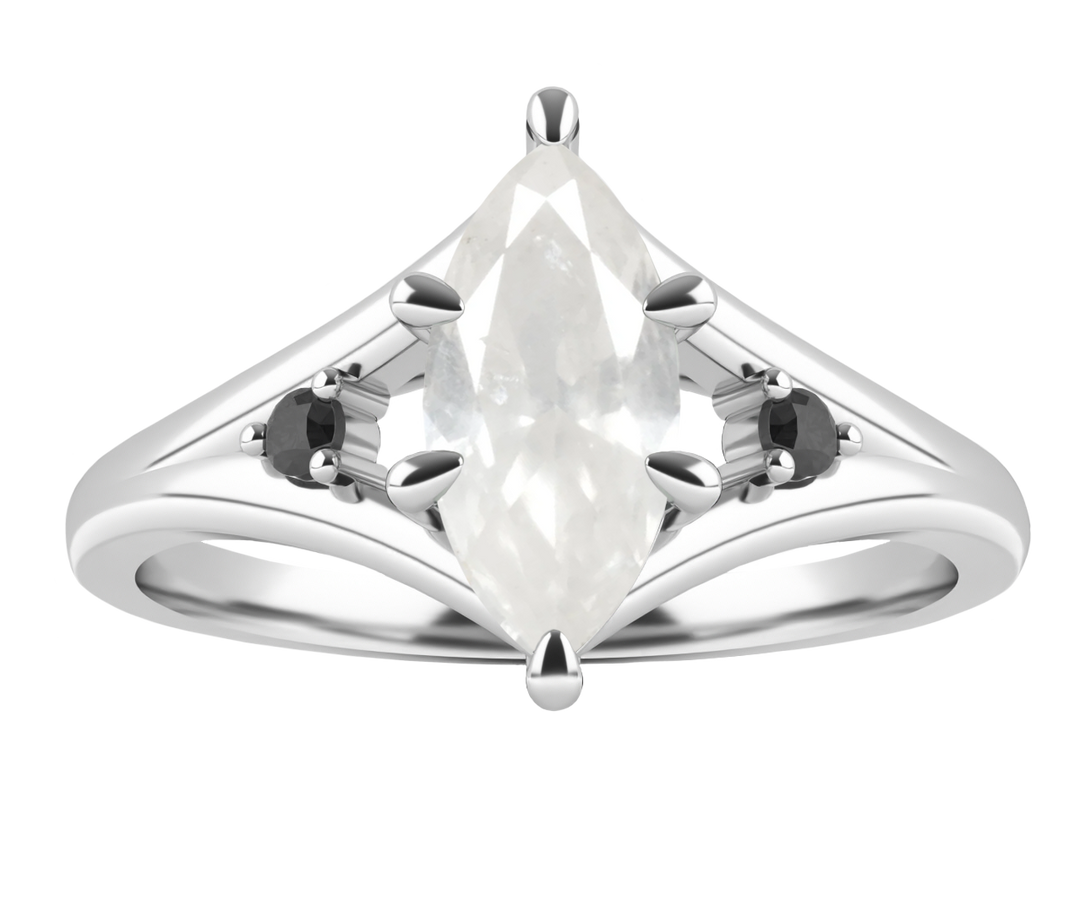 Stevie - The Taylor Collection - Marquise Salt & Pepper Diamond Engagement Ring Engagement Rings - Price On Application