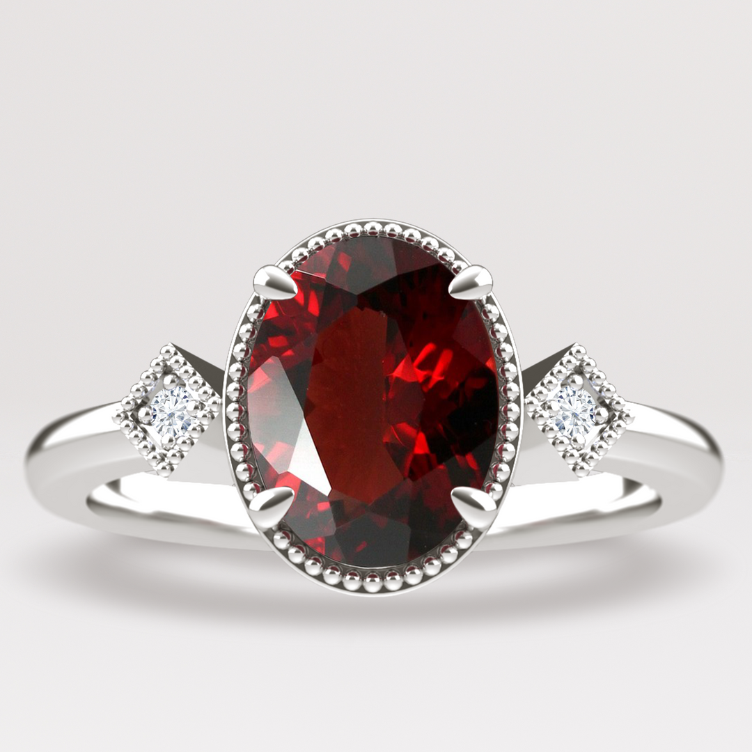 Autumn - The Taylor Collection - Oval Cut Red Garnet Engagement Ring Engagement Rings - Price On Application