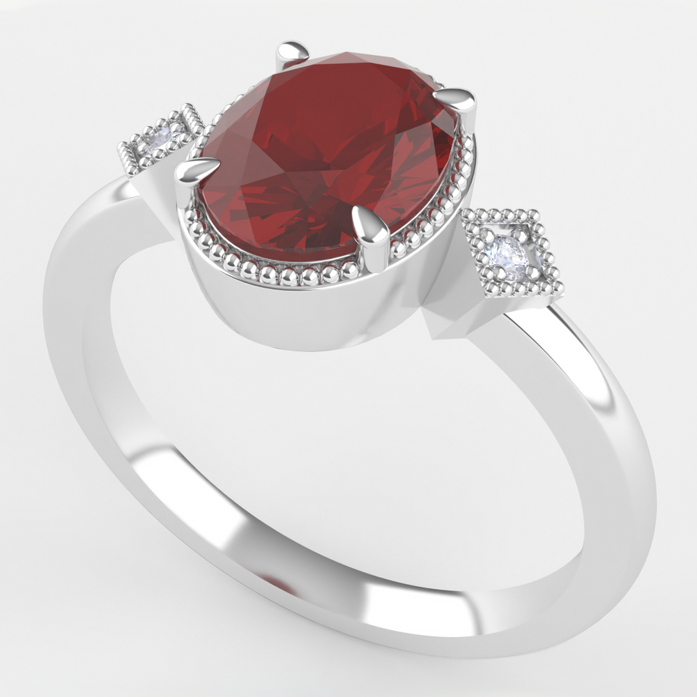 Autumn - The Taylor Collection - Oval Cut Red Garnet Engagement Ring Engagement Rings - Price On Application