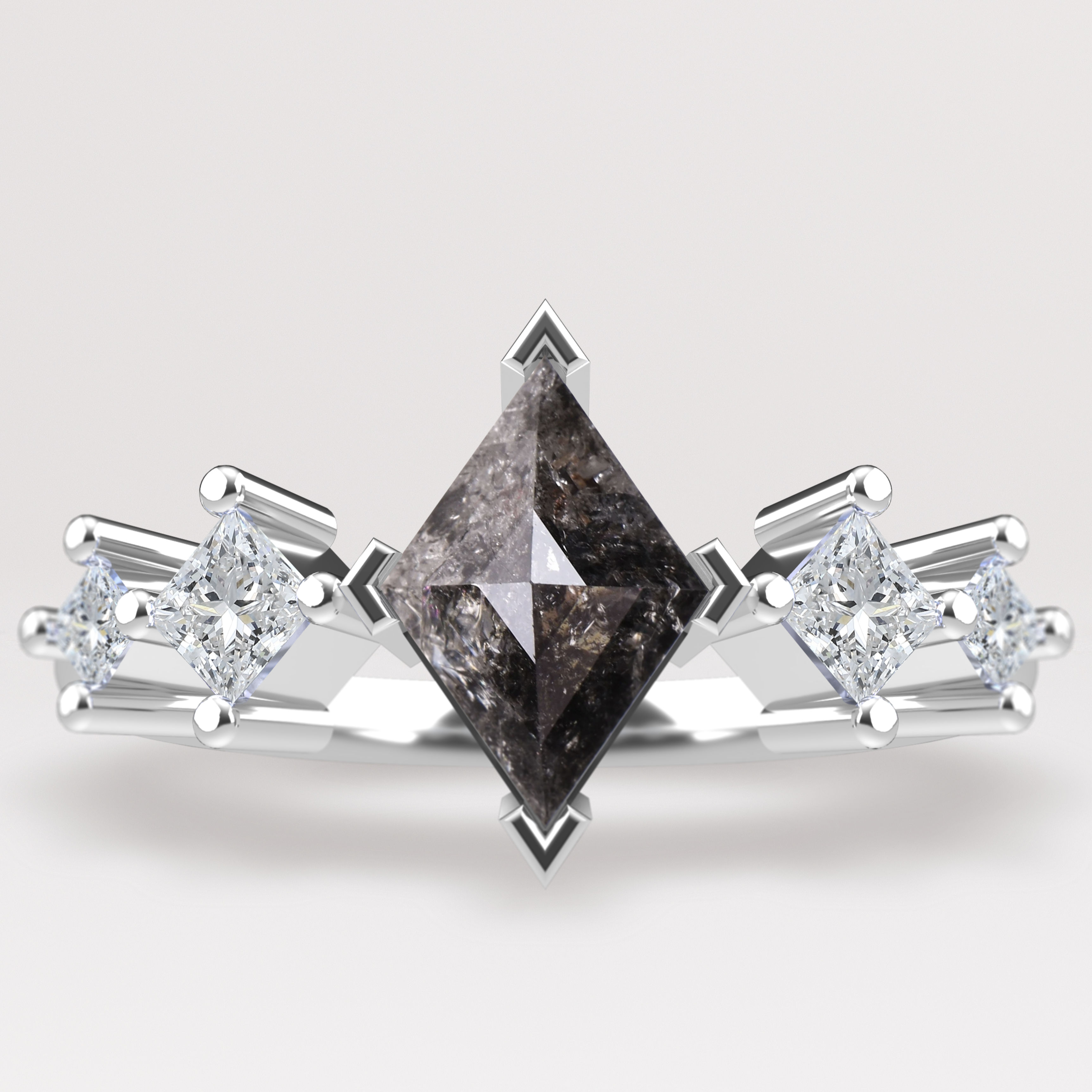 Bonnie The Taylor Collection Kite Shaped Salt Pepper Diamond Engagement Ring