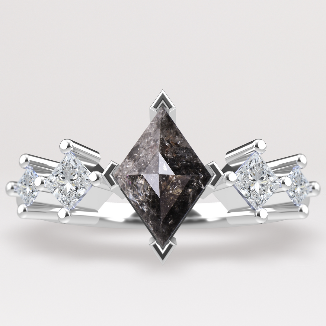 Bonnie - The Taylor Collection - Kite Shaped Salt & Pepper Diamond Engagement Ring Engagement Rings - Price On Application