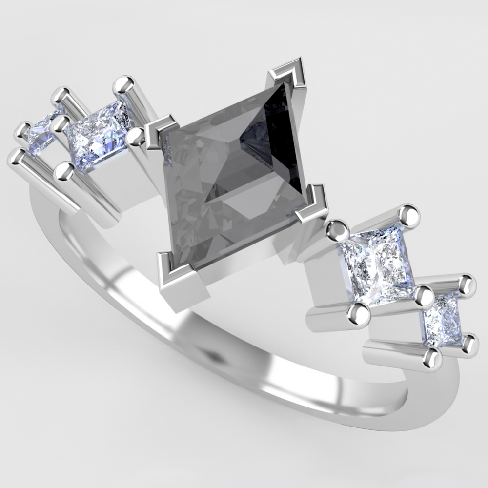 Bonnie - The Taylor Collection - Kite Shaped Salt & Pepper Diamond Engagement Ring Engagement Rings - Price On Application