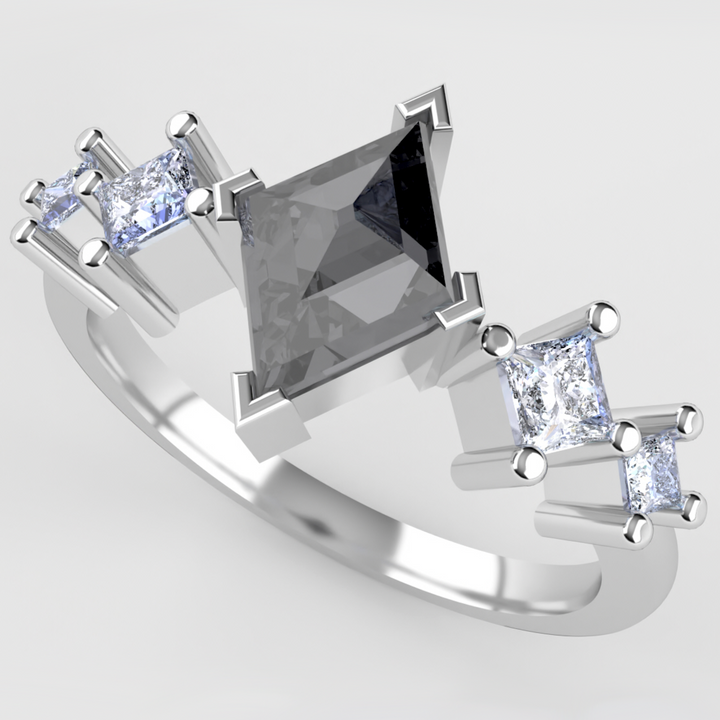 Bonnie - The Taylor Collection - Kite Shaped Salt & Pepper Diamond Engagement Ring Engagement Rings - Price On Application