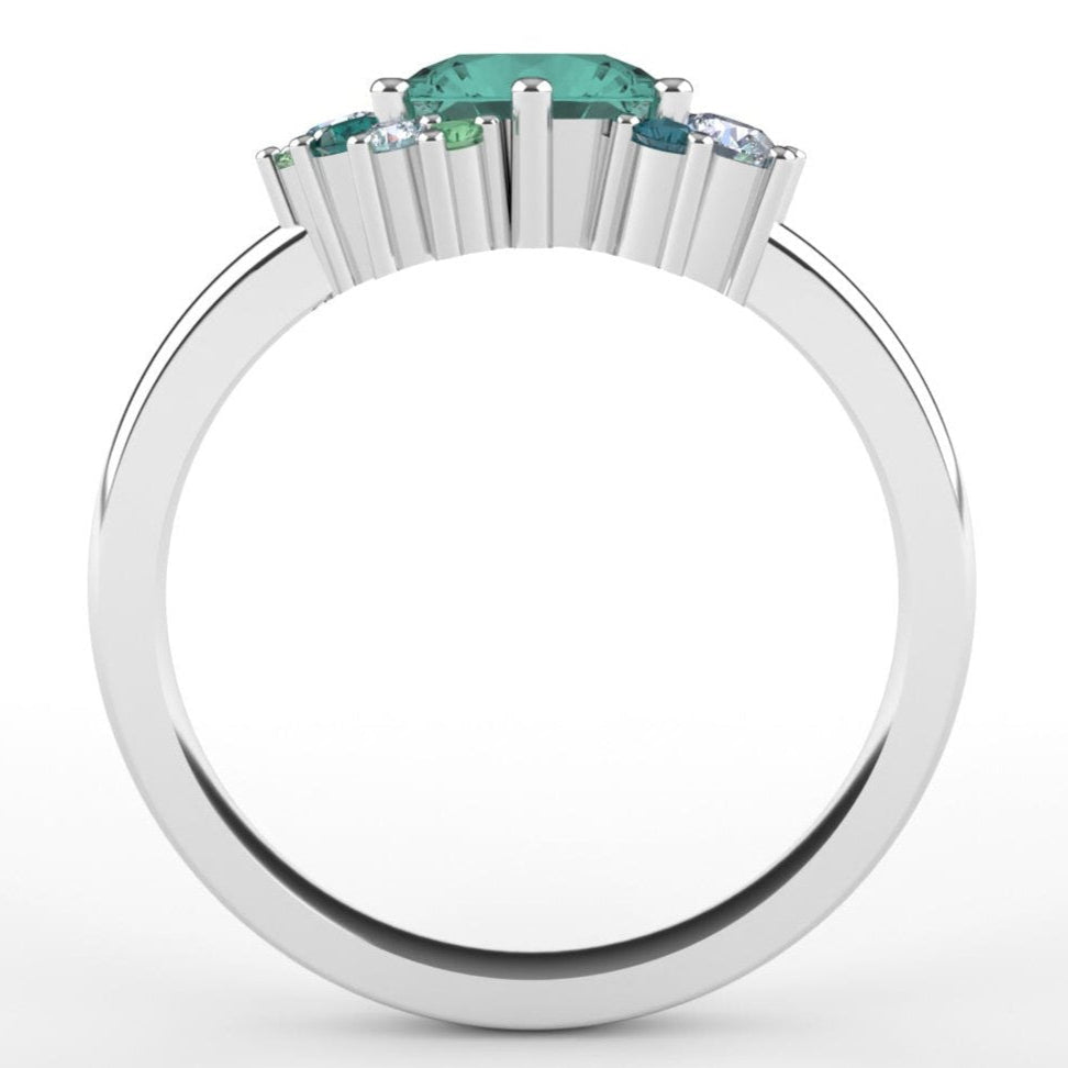 Alison - The Taylor Collection - Round Green Sapphire Cluster Ring Engagement Rings - Price On Application