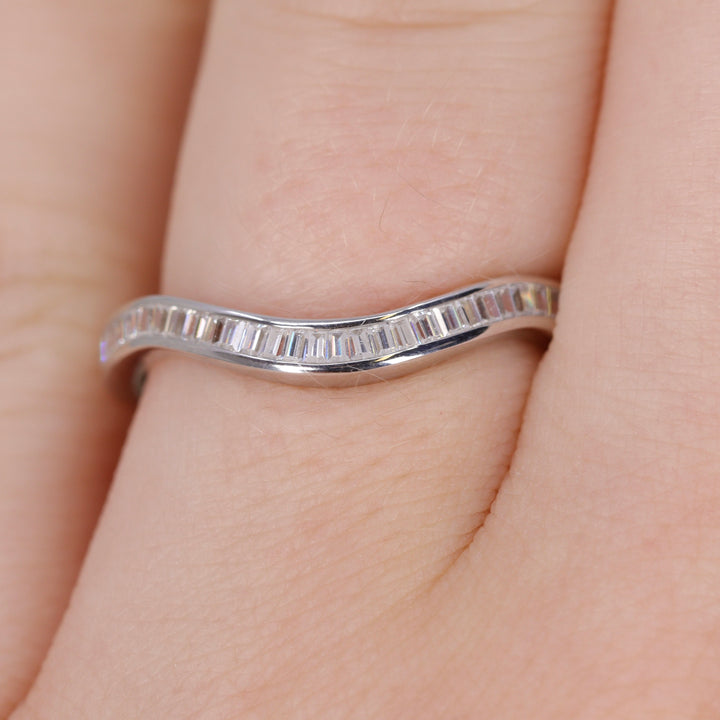 Thea - Channel Set Baguette Diamond Half Eternity Shaped Wedding Ring - Made-to-Order Wedding Rings - Made-to-Order