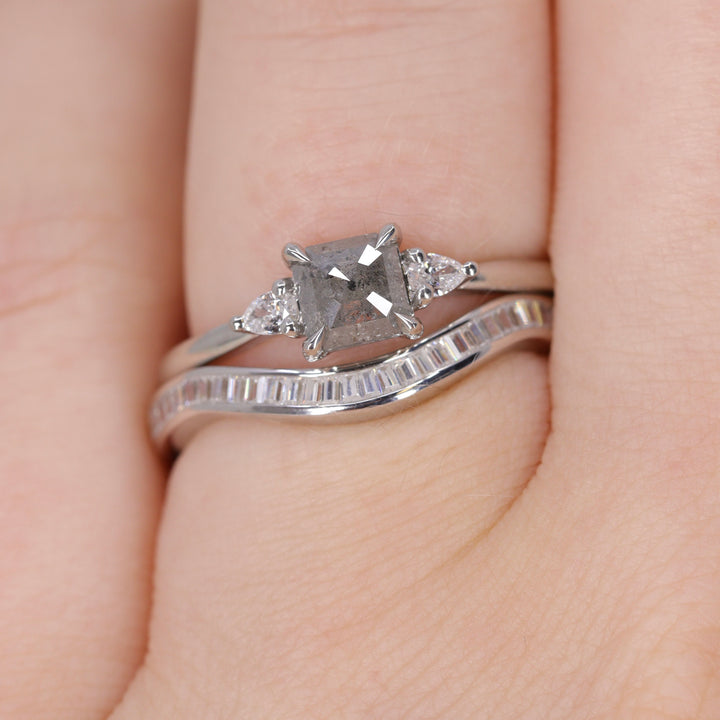 Thea - Channel Set Baguette Diamond Half Eternity Shaped Wedding Ring - Made-to-Order Wedding Rings - Made-to-Order