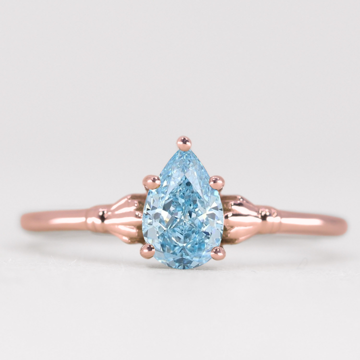 Tilly - Pear Cut Coloured Lab Grown Diamond Art Deco Solitaire Engagement Ring Engagement Rings - Price On Application