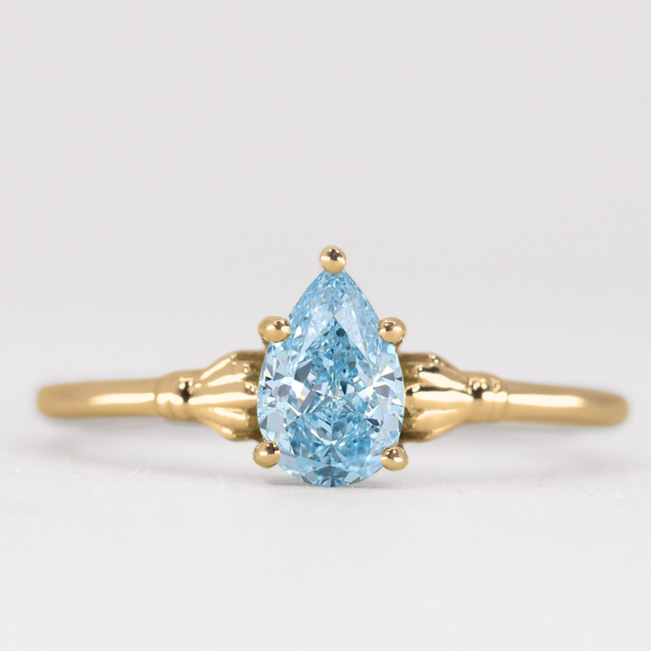 Tilly - Pear Cut Coloured Lab Grown Diamond Art Deco Solitaire Engagement Ring Engagement Rings - Price On Application