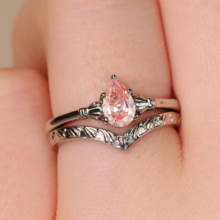 Tilly - Pear Cut Coloured Lab Grown Diamond Art Deco Solitaire Engagement Ring Engagement Rings - Price On Application