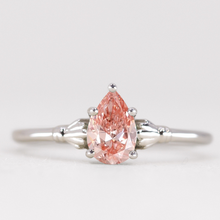 Tilly - Pear Cut Coloured Lab Grown Diamond Art Deco Solitaire Engagement Ring Engagement Rings - Price On Application