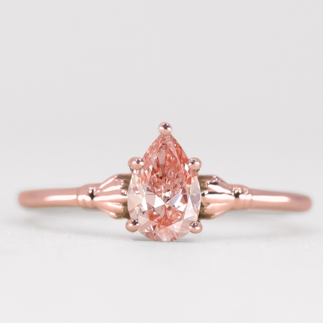 Tilly - Pear Cut Coloured Lab Grown Diamond Art Deco Solitaire Engagement Ring Engagement Rings - Price On Application
