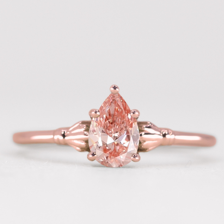 Tilly - Pear Cut Coloured Lab Grown Diamond Art Deco Solitaire Engagement Ring Engagement Rings - Price On Application