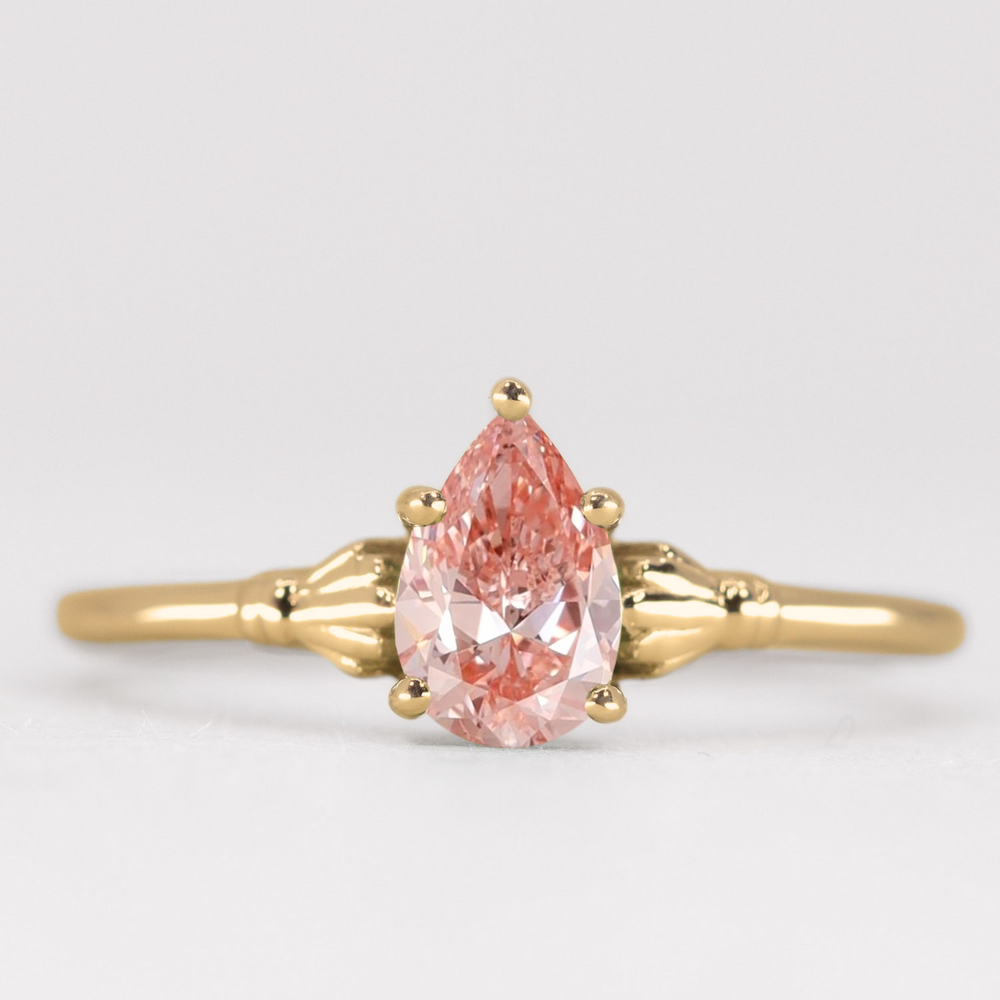 Tilly - Pear Cut Coloured Lab Grown Diamond Art Deco Solitaire Engagement Ring Engagement Rings - Price On Application