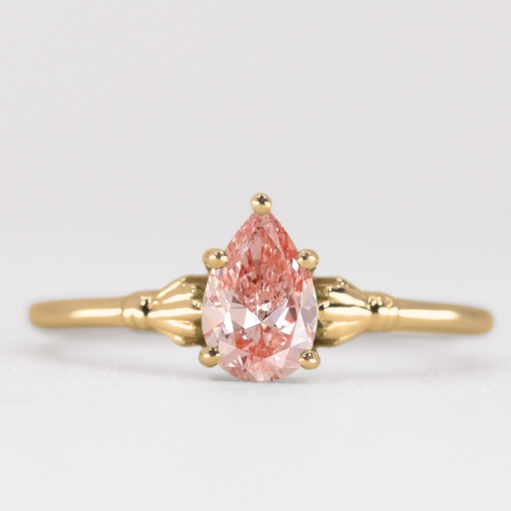 Tilly - Pear Cut Coloured Lab Grown Diamond Art Deco Solitaire Engagement Ring Engagement Rings - Price On Application