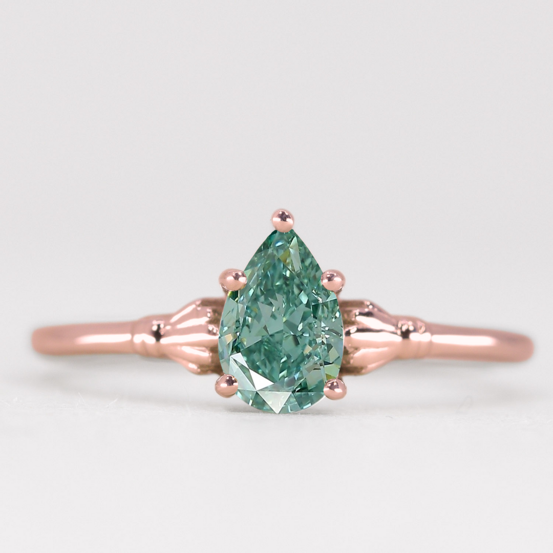 Tilly - Pear Cut Coloured Lab Grown Diamond Art Deco Solitaire Engagement Ring Engagement Rings - Price On Application