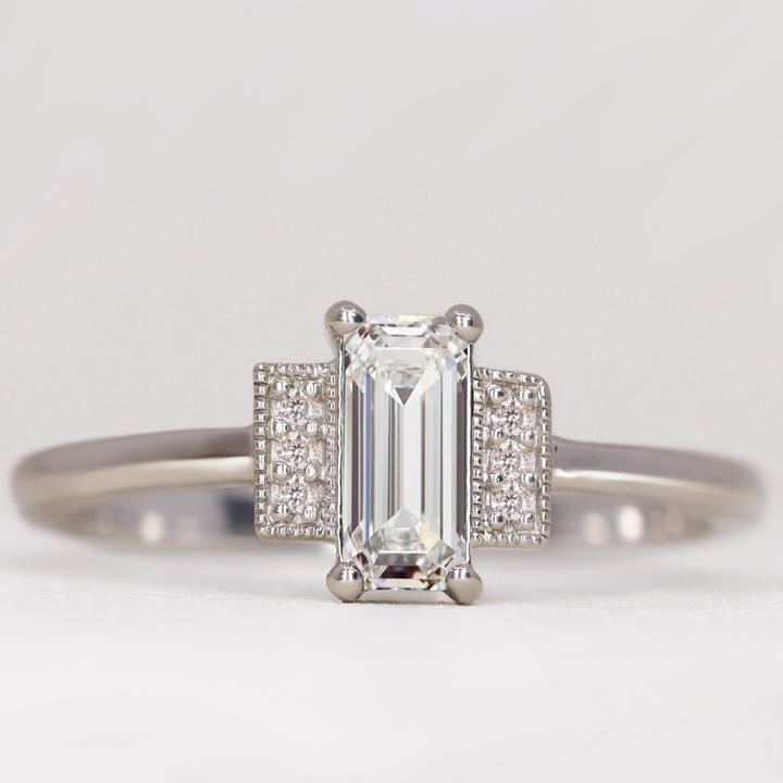 Marina - Baguette Cut Lab Grown Diamond Art Deco Engagement Ring Engagement Rings - Price On Application