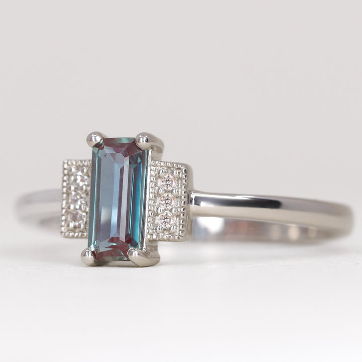 Marina - Emerald Cut Lab Grown Alexandrite Art Deco Engagement Ring Engagement Rings - Price On Application