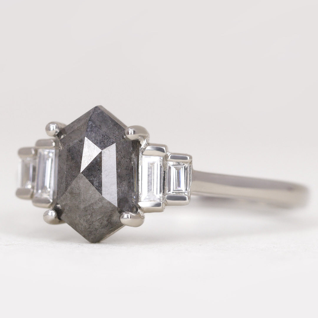 Erin - Salt & Pepper Diamond Art Deco Ring Engagement Rings - Price On Application