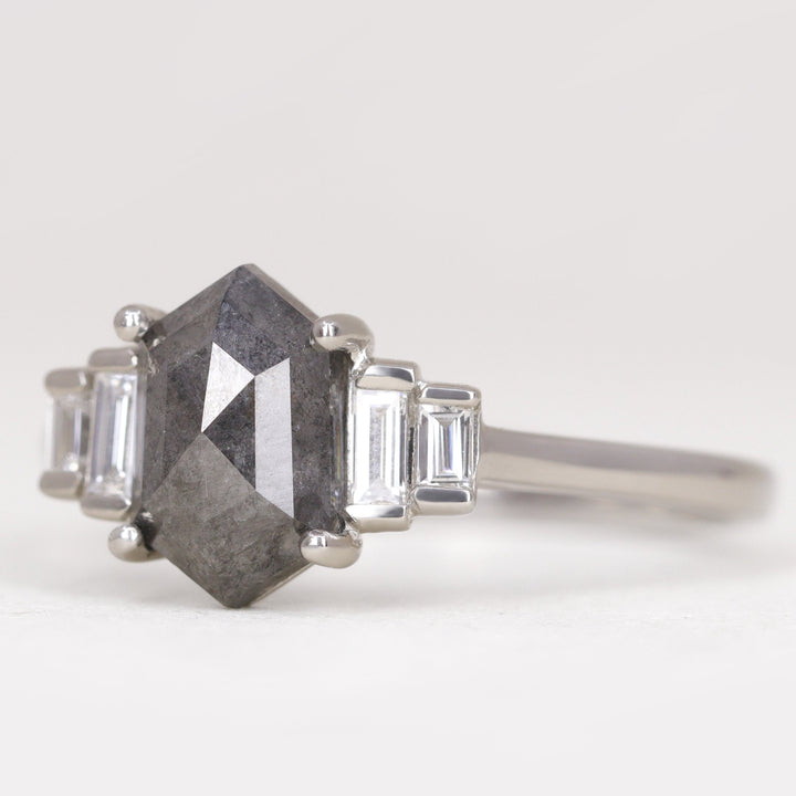 Erin - Salt & Pepper Diamond Art Deco Ring Engagement Rings - Price On Application