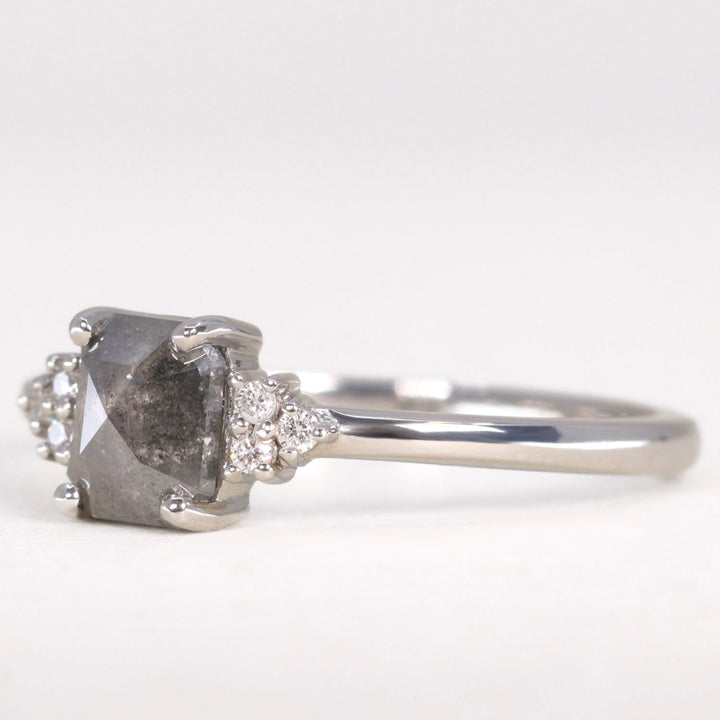 Henrietta - Salt & Pepper Diamond Cluster Ring - Ready-to-Wear Engagement Rings - Ready-to-Ship