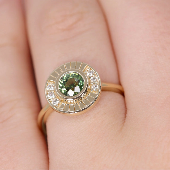 Addison - Green Sapphire Halo Ring - Ready-to-Wear Engagement Rings - Ready-to-Ship