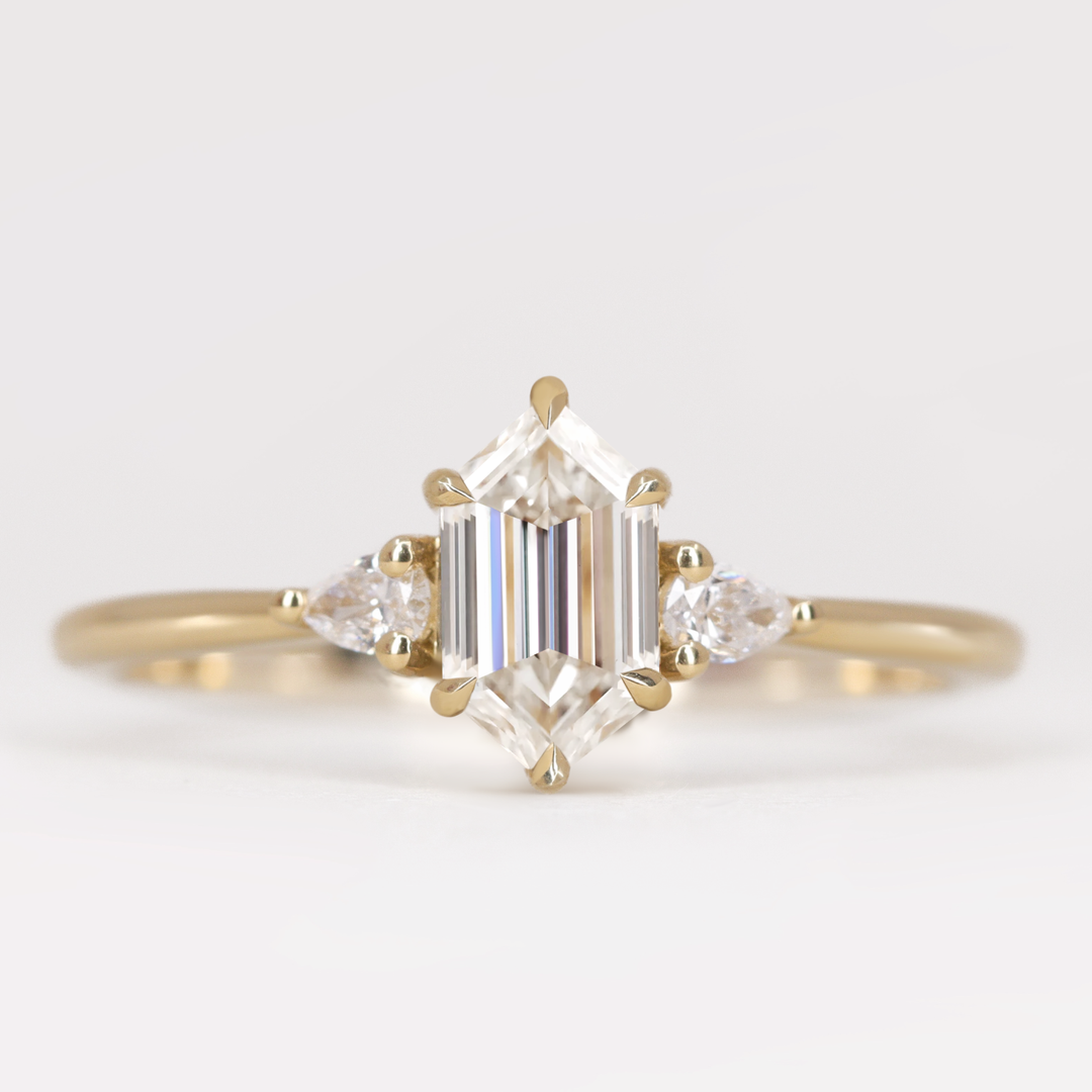 Elspeth - Elongated Hexagon Lab Grown Diamond Trilogy Engagement Ring Engagement Rings - Price On Application