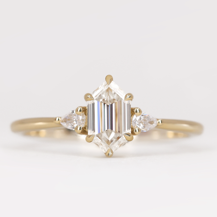 Elspeth - Elongated Hexagon Lab Grown Diamond Trilogy Engagement Ring Engagement Rings - Price On Application