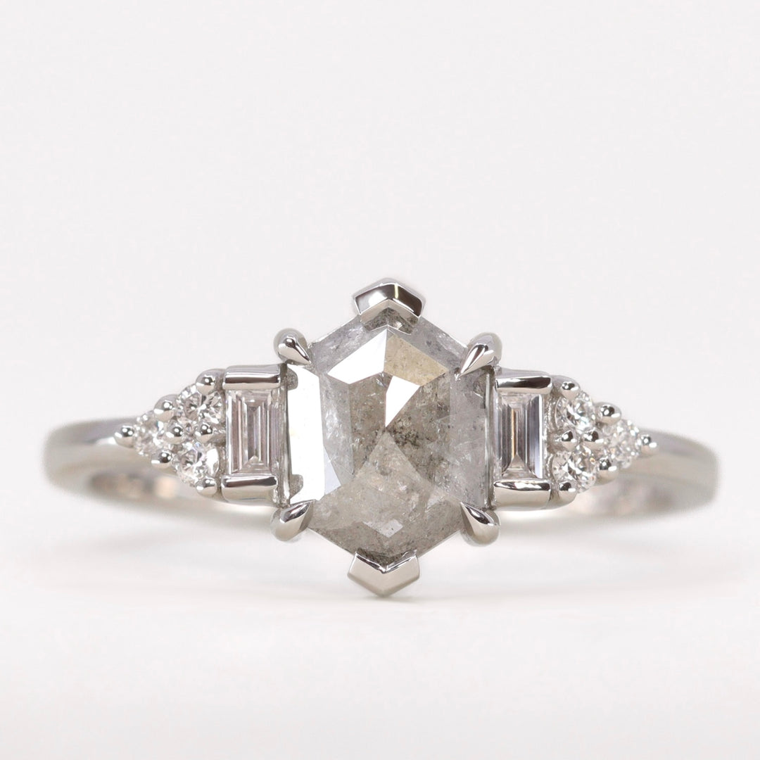 Arden - Salt & Pepper Diamond Art Deco Ring - Ready-to-Wear Engagement Rings - Ready-to-Ship