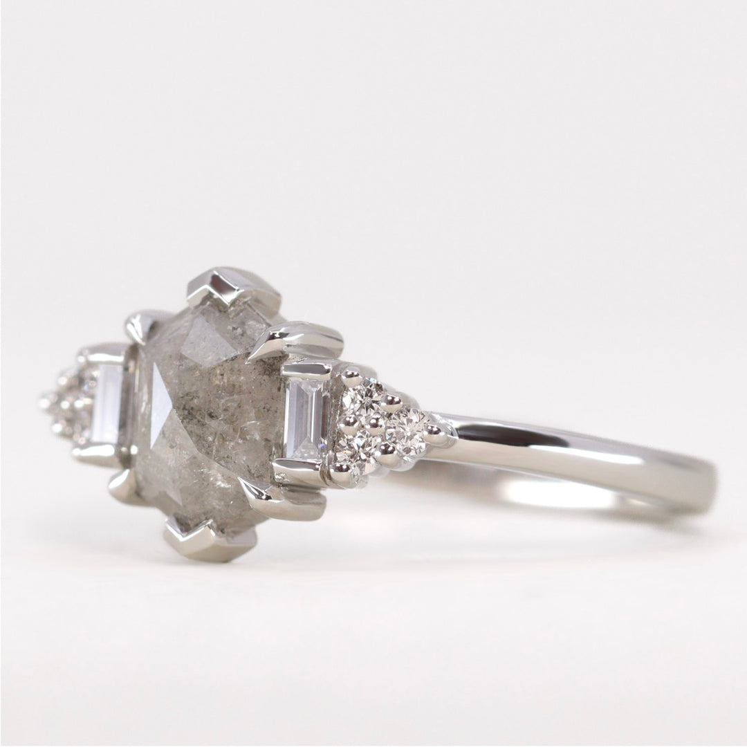 Arden - Salt & Pepper Diamond Art Deco Ring - Ready-to-Wear Engagement Rings - Ready-to-Ship