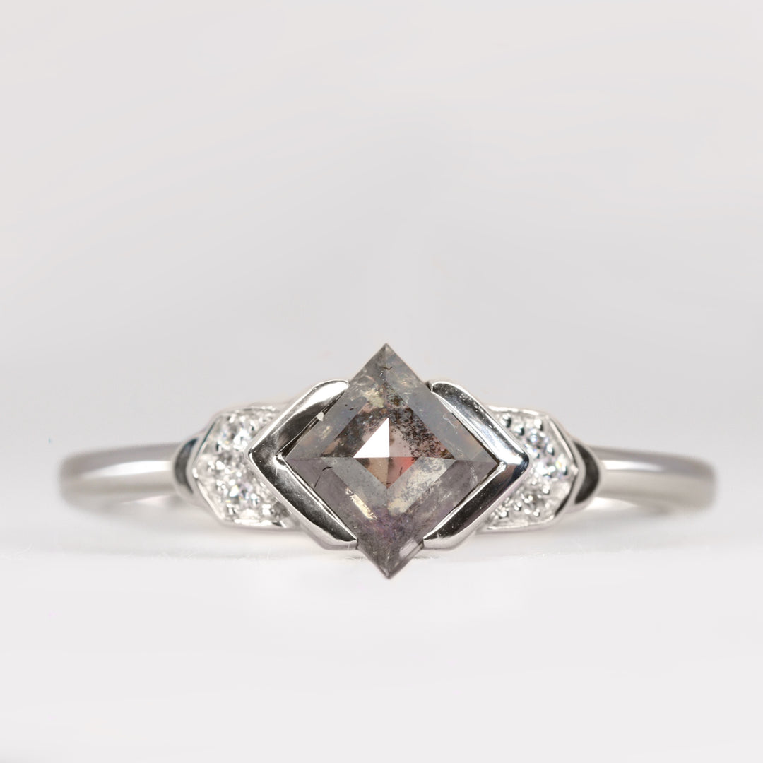 Frida - Half Rubover Kite Salt and Pepper Diamond Engagement Ring Engagement Rings - Price On Application