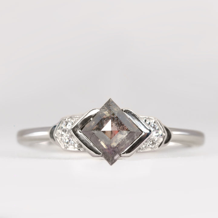 Frida - Half Rubover Kite Salt and Pepper Diamond Engagement Ring Engagement Rings - Price On Application