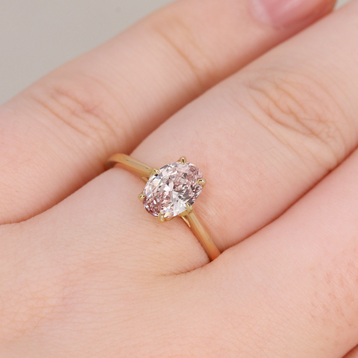 Raine - Oval Cut Pink Lab Grown Diamond Lotus Flower Solitaire Engagement Ring Engagement Rings - Price On Application