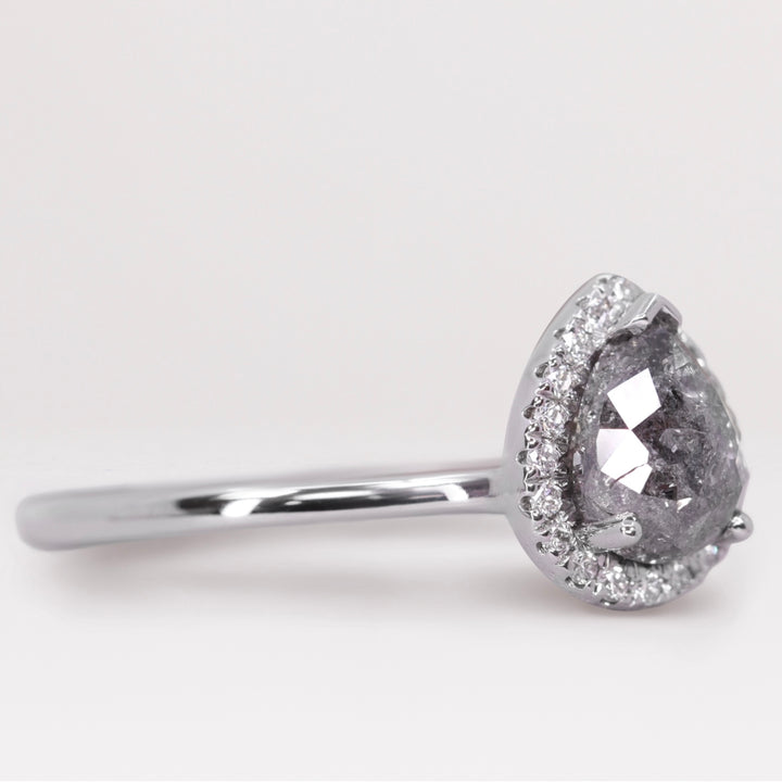 Winter - Pear Shaped Salt & Pepper Diamond Halo Engagement Ring Engagement Rings - Price On Application