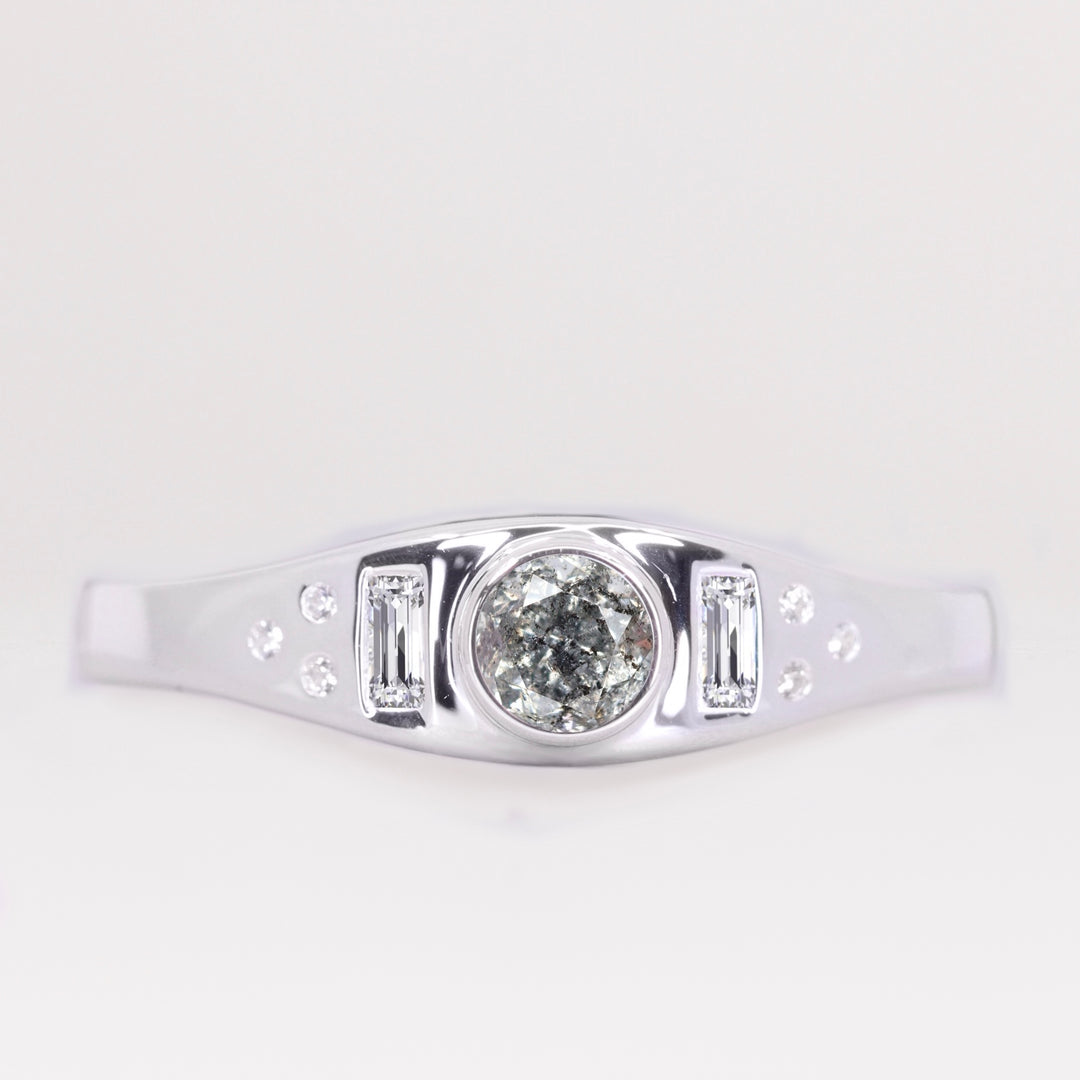 Max - Round Salt and Pepper Diamond Unisex Engagement Ring Engagement Rings - Price On Application