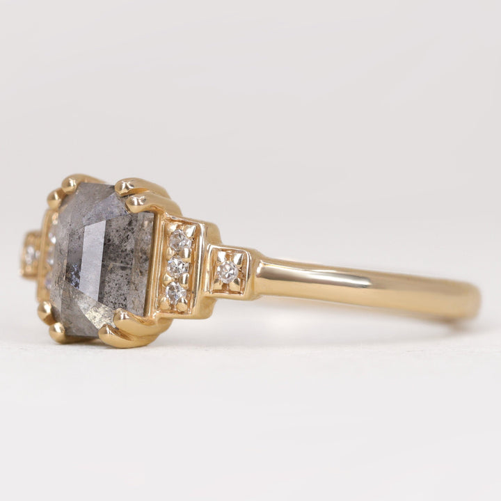 Grace - Salt & Pepper Diamond Art Deco Ring - Ready-to-Wear Engagement Rings - Ready-to-Ship