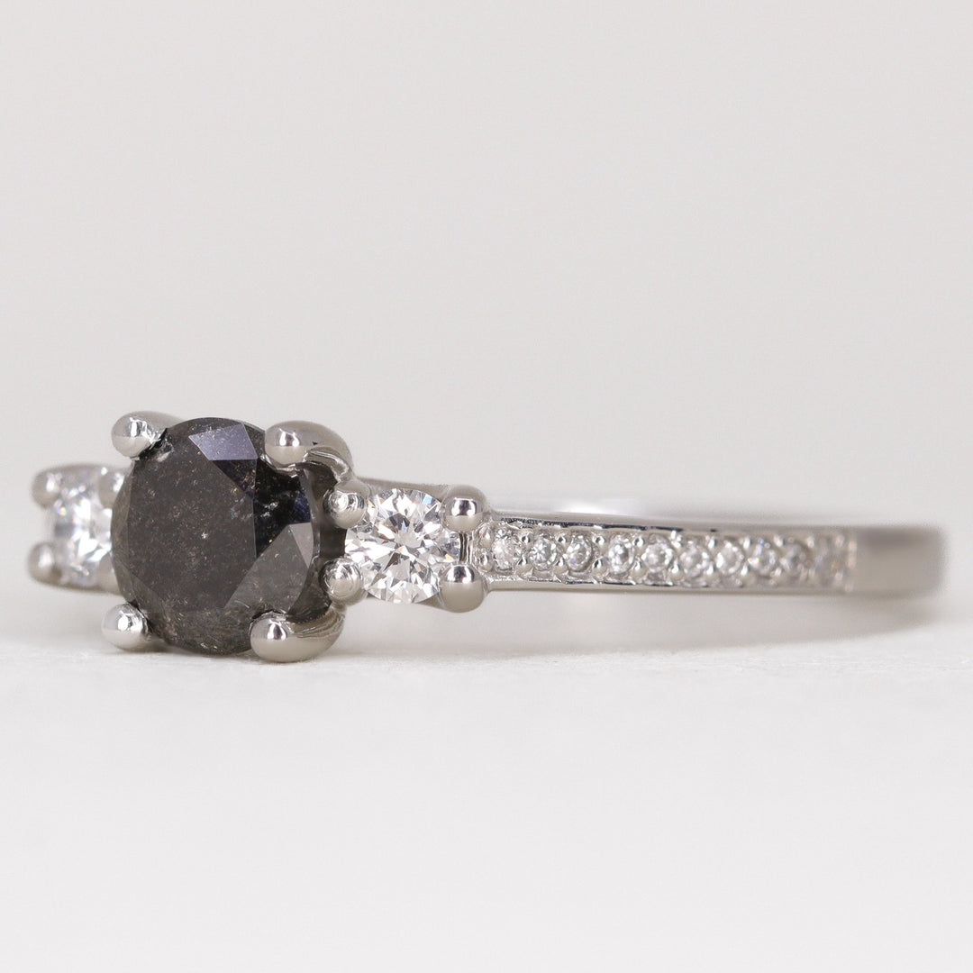 Callie - Salt & Pepper Diamond Trilogy Ring - Ready-to-Wear Engagement Rings - Ready-to-Ship