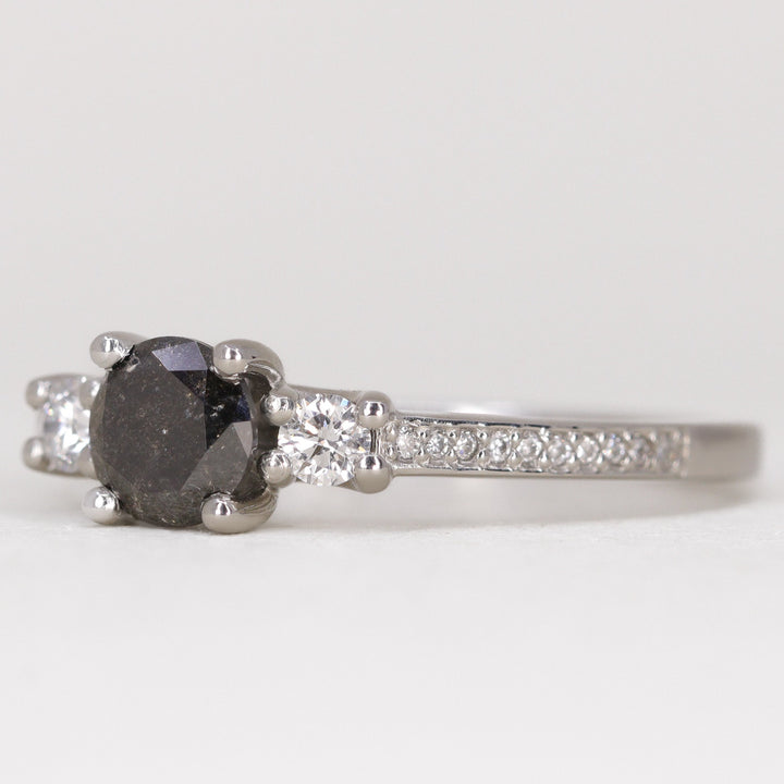 Callie - Salt & Pepper Diamond Trilogy Ring - Ready-to-Wear Engagement Rings - Ready-to-Ship