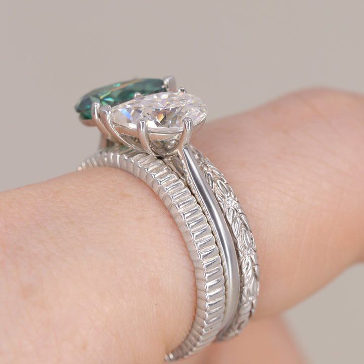 Juno - Teardrop/Pear Cut Teal Sapphire and Lab Grown Diamond Toi et Moi Engagement Ring Engagement Rings - Price On Application