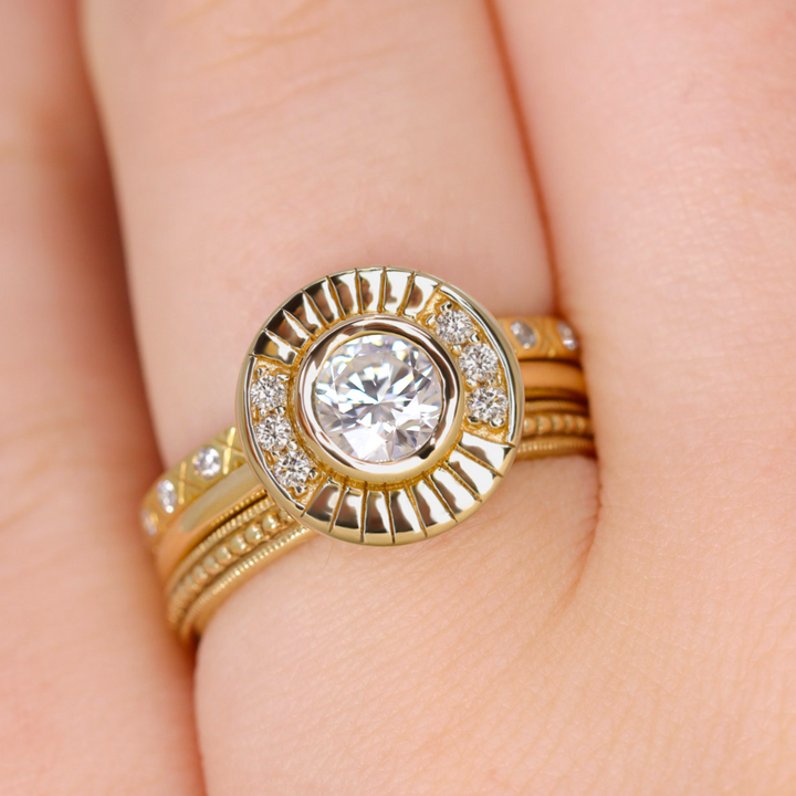 Addison - Round Diamond Art Deco Halo Engagement Ring Setting