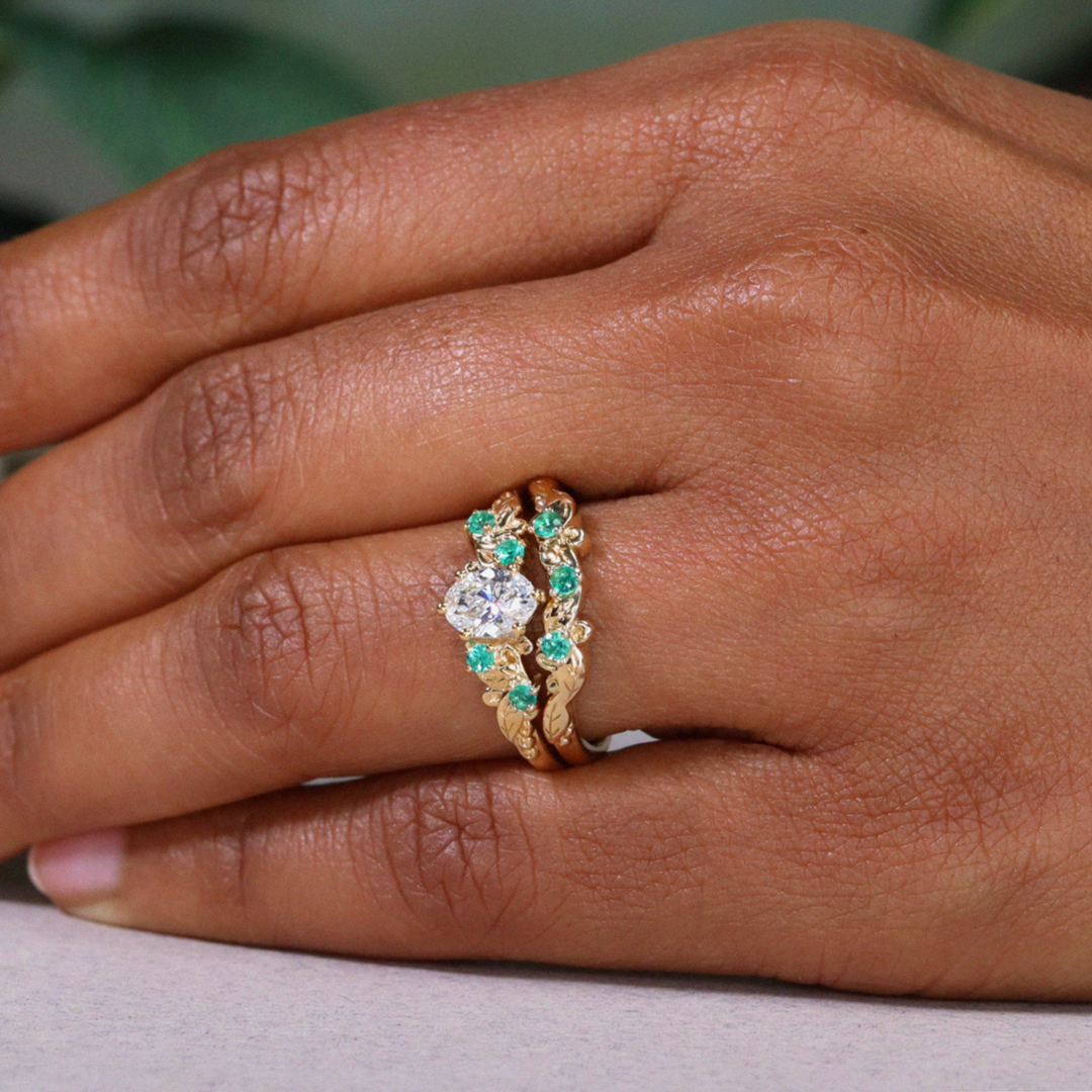 Laurel - Oval Lab Grown Diamond Leaf/Vine Detail Engagement Ring Engagement Rings - Made-to-Order