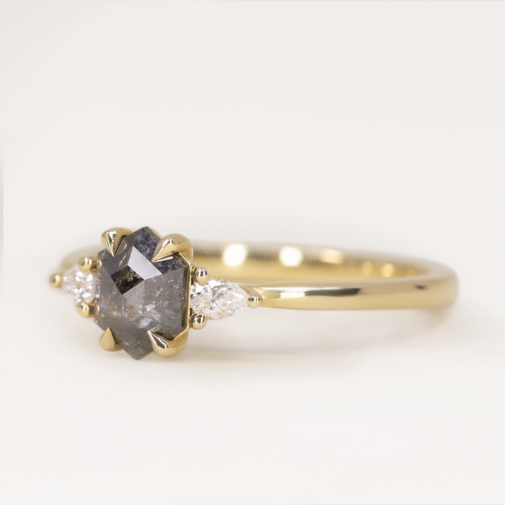 Elspeth - Salt & Pepper Diamond Trilogy Ring - Ready-to-Wear Engagement Rings - Ready-to-Ship