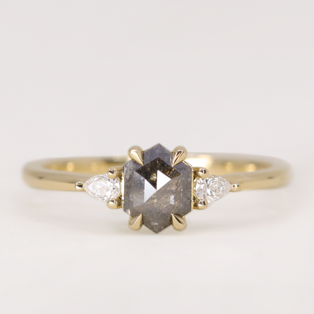 Elspeth - Salt & Pepper Diamond Trilogy Ring - Ready-to-Wear Engagement Rings - Ready-to-Ship