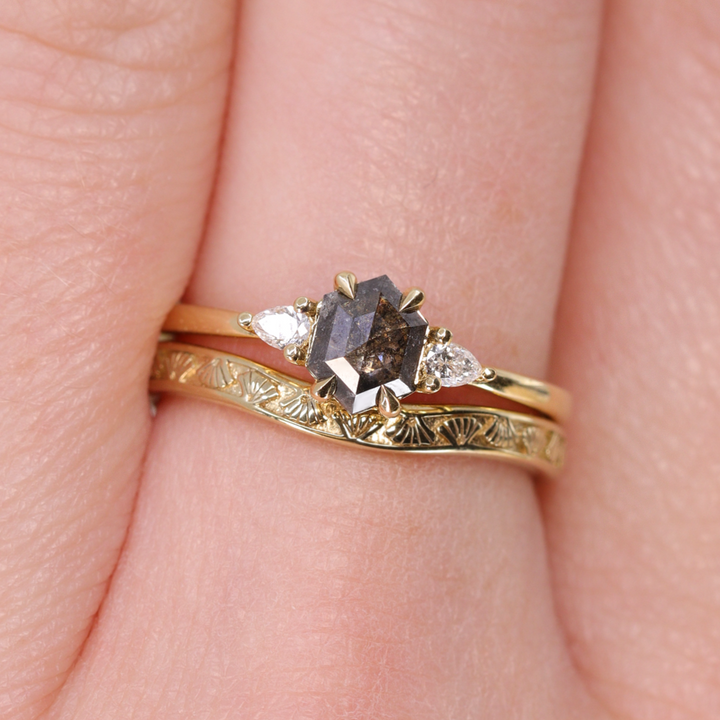 Elspeth - Salt & Pepper Diamond Trilogy Ring - Ready-to-Wear Engagement Rings - Ready-to-Ship