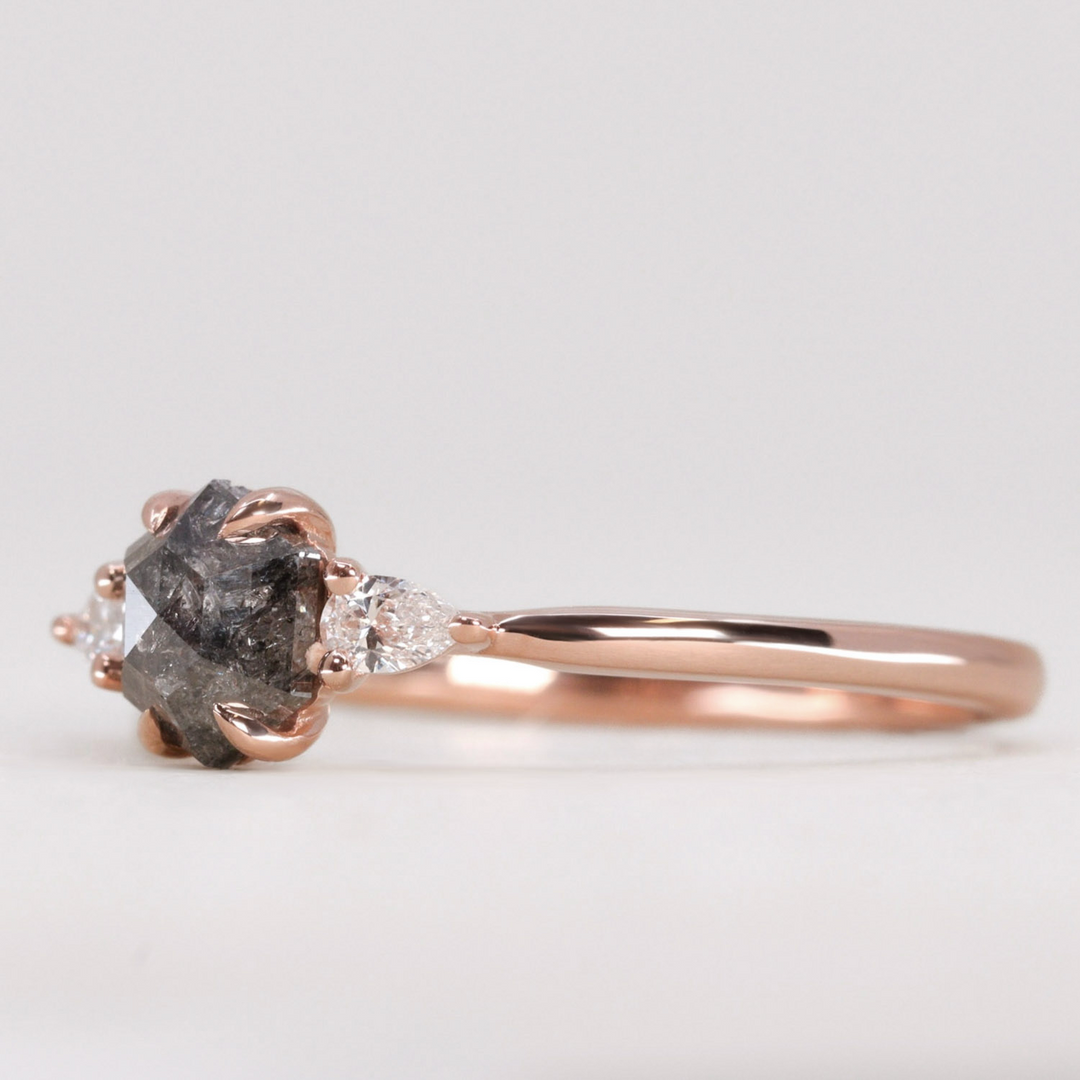 Elspeth - Salt & Pepper Diamond Trilogy Ring - Ready-to-Wear Engagement Rings - Ready-to-Ship