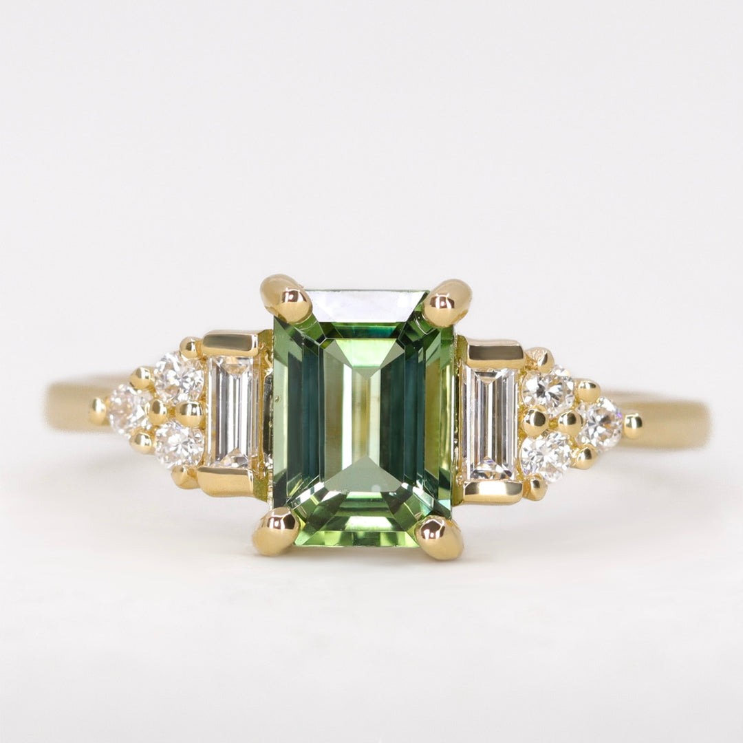 Arden - Emerald Cut Green Tourmaline Art Deco Ring Engagement Rings - Made-to-Order