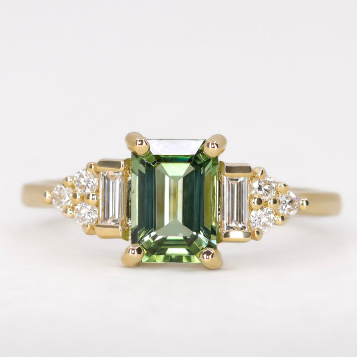 Arden - Emerald Cut Green Tourmaline Art Deco Ring Engagement Rings - Made-to-Order