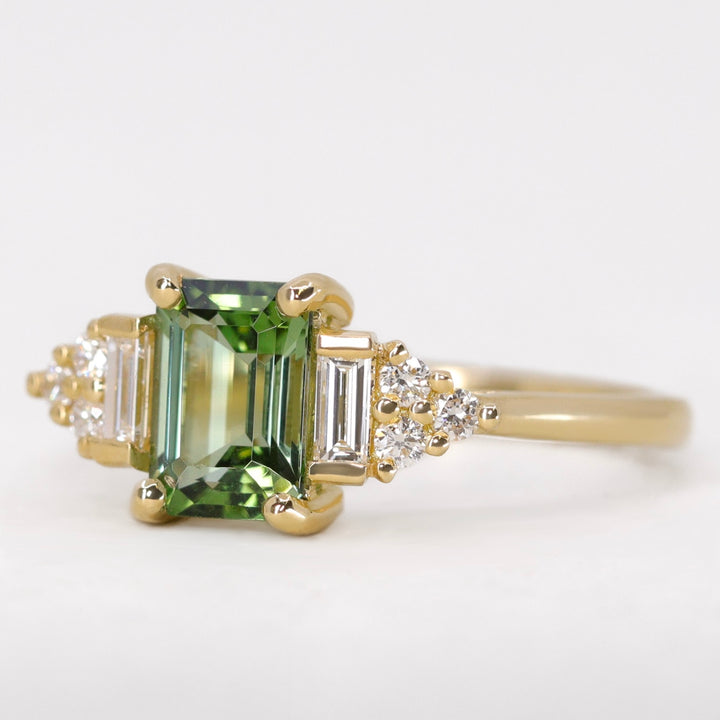 Arden - Emerald Cut Green Tourmaline Art Deco Ring Engagement Rings - Made-to-Order