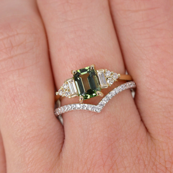 Arden - Emerald Cut Green Tourmaline Art Deco Ring Engagement Rings - Made-to-Order